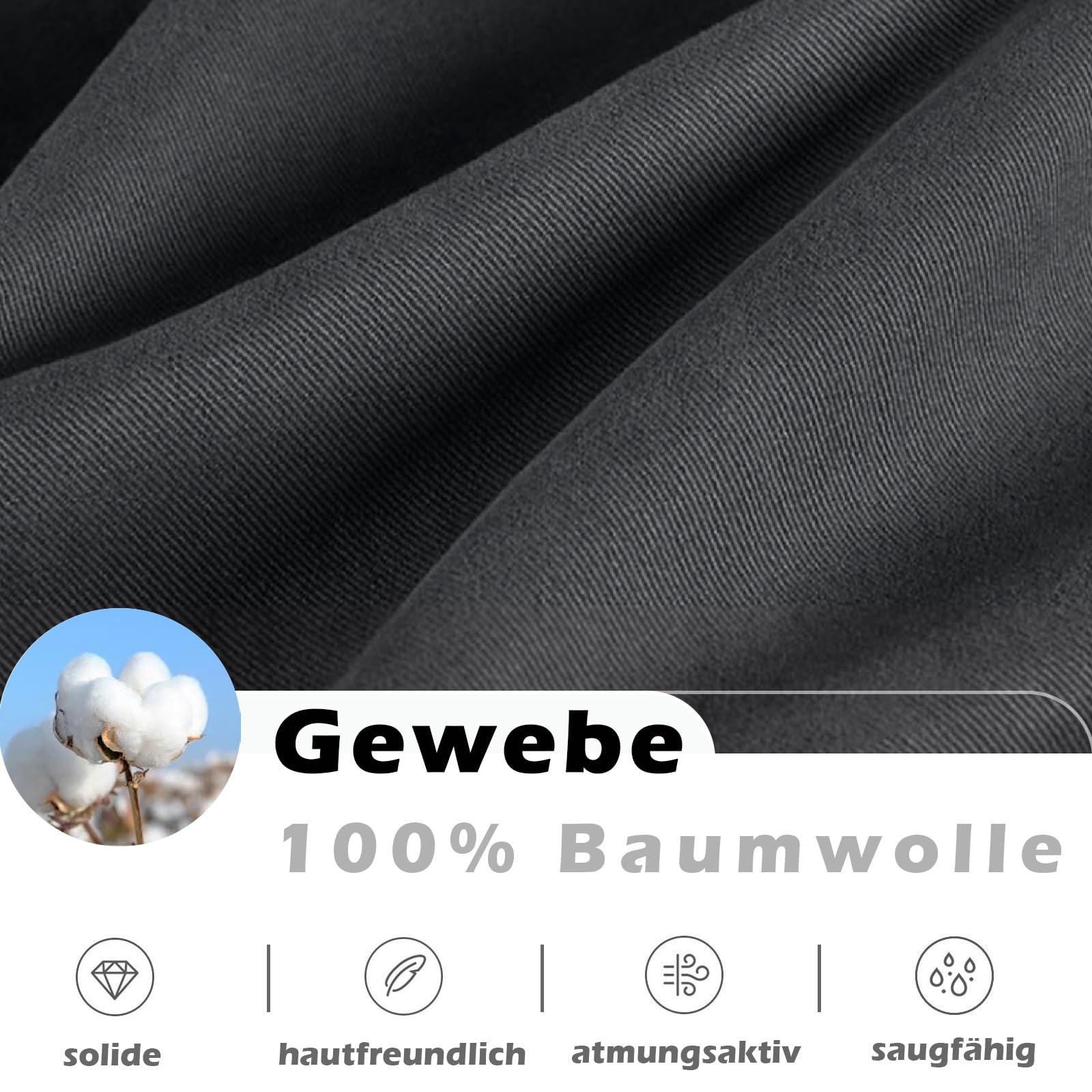 Cargohose Herren aus Baumwolle Cargo Hose mit 7 Taschen Elastische Taille Freizeithose