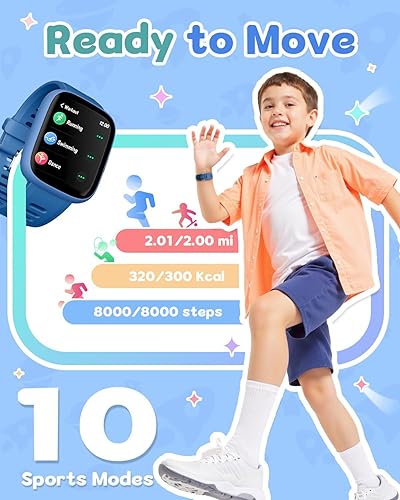 Miniatura 3 de Reloj inteligente para niños con rastreador de ubicación (solo iOS), rastreador de actividad física con contador de pasos, podómetro, frecuencia