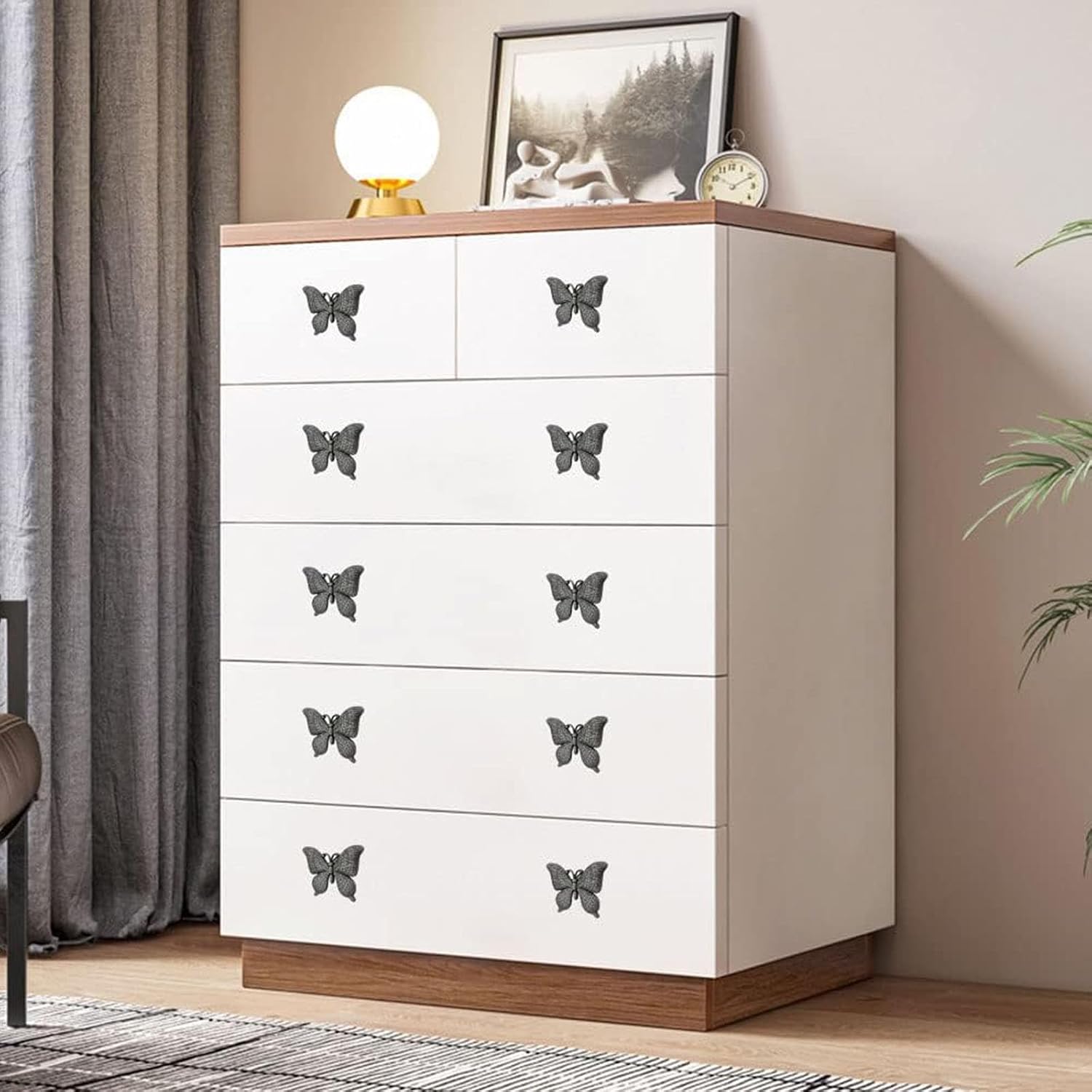 3-Pack Butterfly Drawer Knobs: Silver Metal Decorative Furniture Pulls Handles