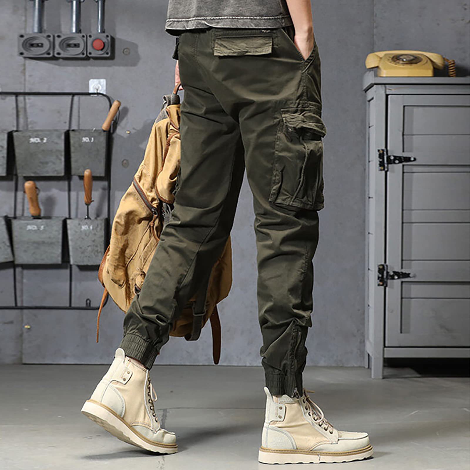 Marca Di Pantaloni Da Uomo Pantaloni Di Lino Da Uomo Vita Elastica Con Tasche Con Cerniera Gamba Dritta Lavoro Casual Per Attività All'aperto Abbigliamento Quotidiano Tela Neri Per Gli Uomini