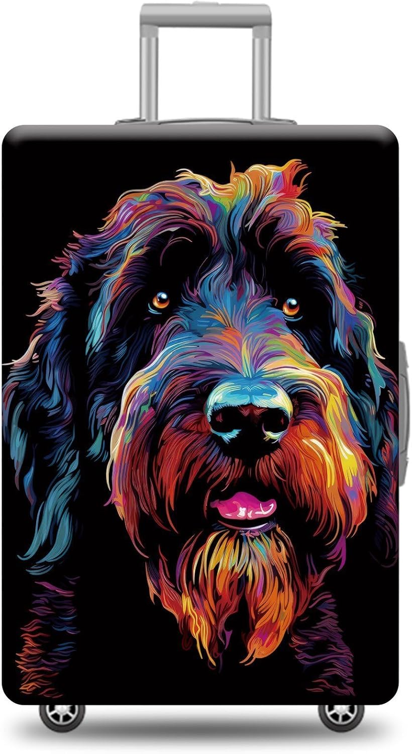 Personalized Dog Luggage Cover Black Russian Terrier Dog Suitcase Cover Funny Animal Travel Luggage Covers Washable Elastic Suitcase Baggage Protector For Pet Lovers Style 4