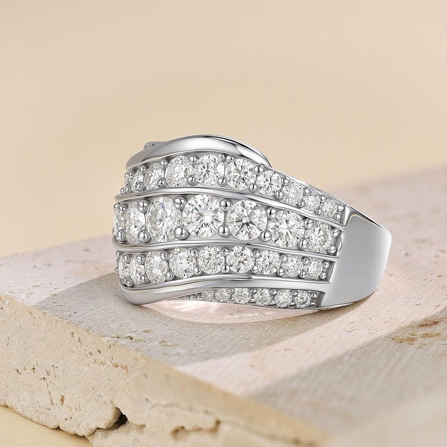 Moissanite Wide Wedding Band for Women D Color VVS1 Clarity Fashion Promise Ring 925 Sterling Silver Sz 5-10 - Image 7