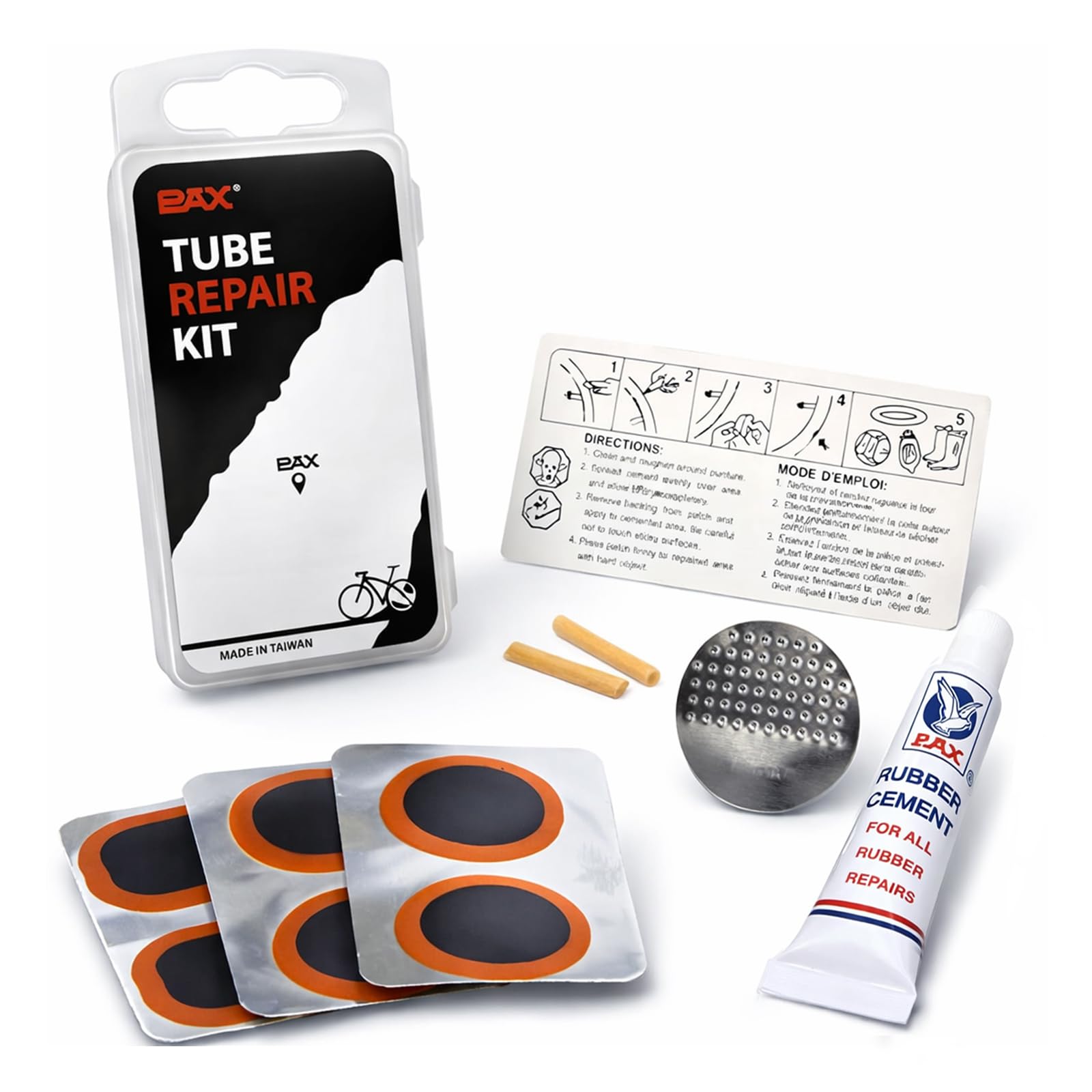 Pax 10 Pcs Inner Tube Patch Kit with 7ml Rubber Cement - Professional Puncture Repair Set for Bicycle