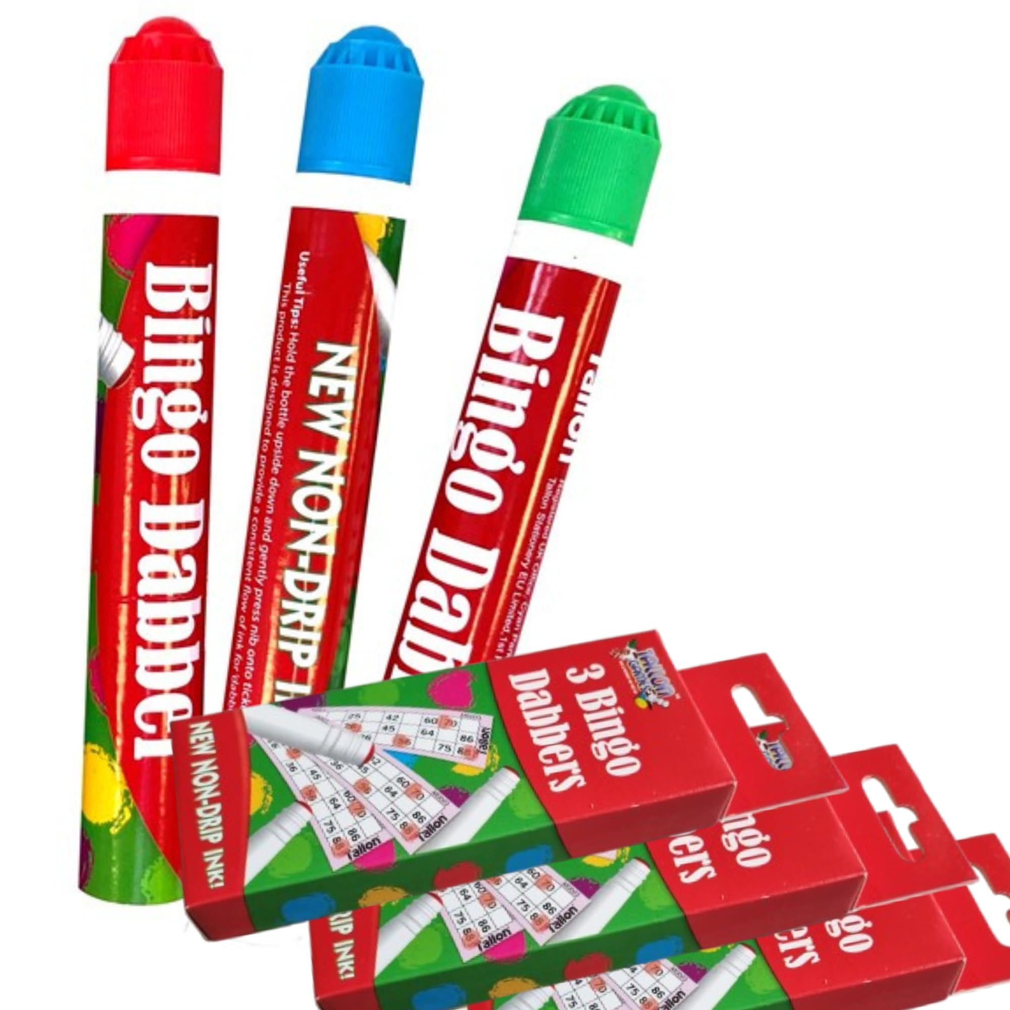 ZEBTON Bingo Dabbers (Pack of 9), Dauber Markers Mixed Colours Pack (9)