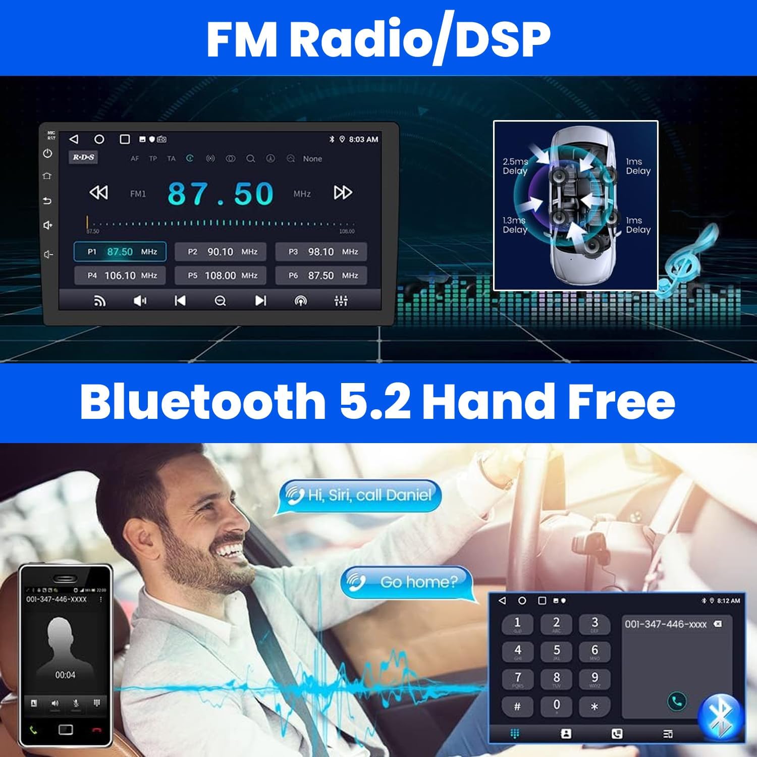 4 64GB Car Radio for Toyota Matrix 2003-2004 & Pontiac Vibe 2003-2008 with Wireless Carplay & Android Auto, 9 inch IPS Car Stereo with Voice Control Bluetooth 5.2 GPS WiFi FM DSP EQ SWC Backup Camera