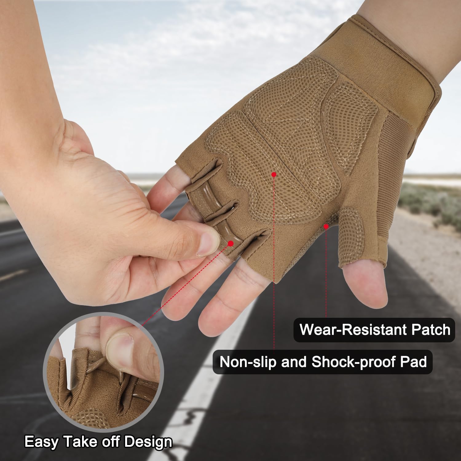 FIORETTO Fingerless Gloves for Airsoft Shooting Half Finger Hunting Hiking Cycling Driving Motorcycle Climbing Work Gloves M210603 - Image 3