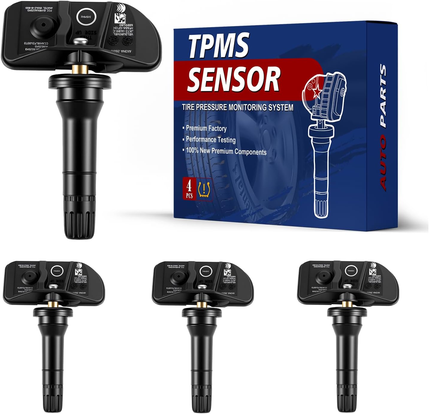 Pre-Programmed Tire Pressure Monitoring Sensor Fit for Ford - 2020-2024 Escape 2020-2023 Explorer 2021-2023 F150 2023 2024 Ranger, for Lincoln Aviator Corsair 4PCS 315MHz Replace JX7Z1A189C