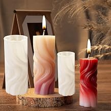 2Pck Pillar Candle Mold Silicone | Spiral Cylinder Candle Making Mold,Wave Candles
