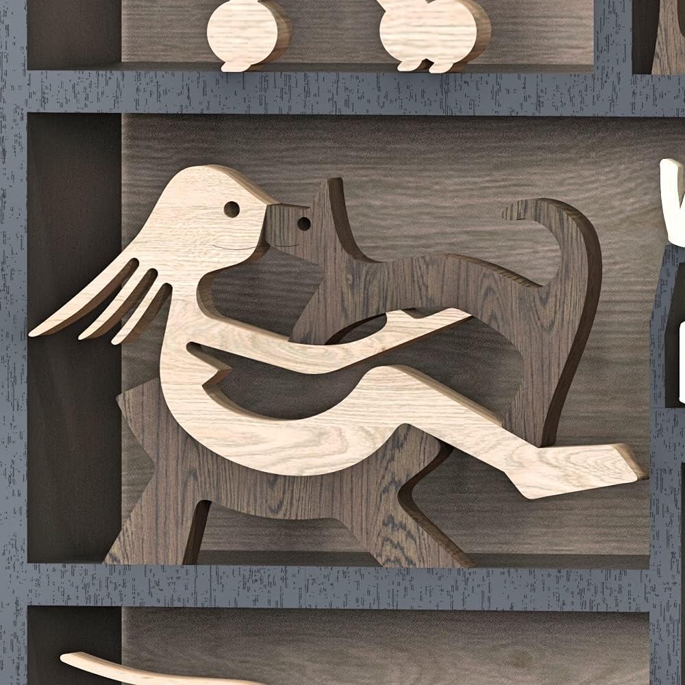 Desk Decorations Girl Figurines and Cat Ornaments Wooden Accent Decor Home Accessories Decorative Objects