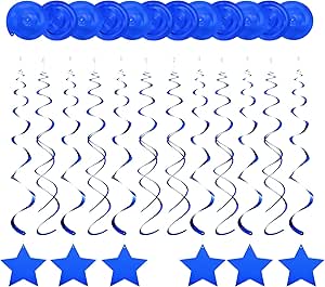 Caribbean Blue Decorazioni A Spirale Swirl | 12 Pezzi Da 55 Cm | Addobbi Appendi Per Feste Tropicali E Tema Mare - 4