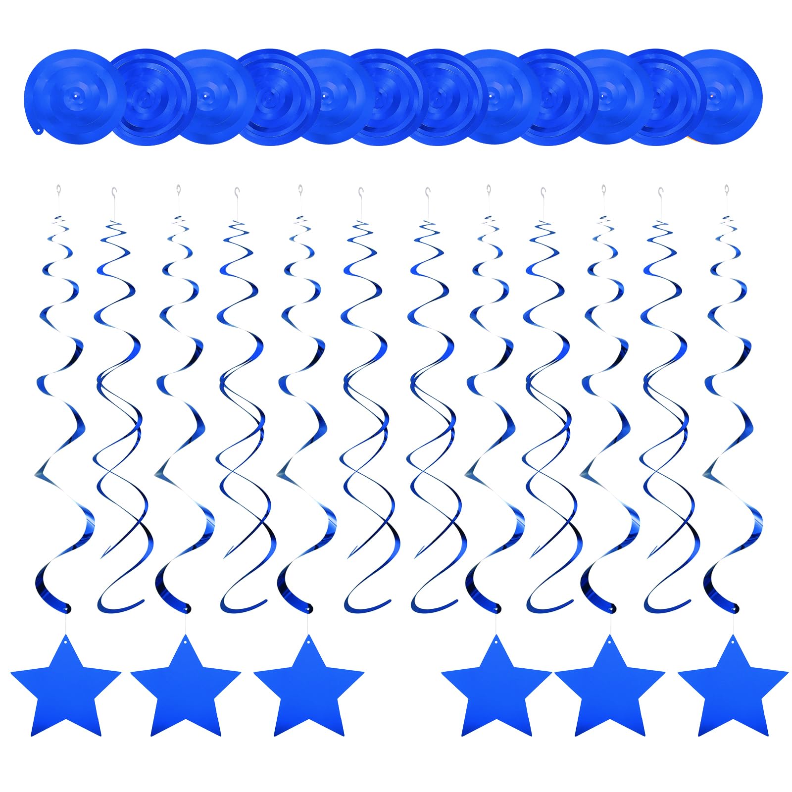 Muiltvoe 12pcs Pink Stars Hanging Swirls Decorations, 28" Plastic Spiral Party Streamers Ceiling Decoration for Birthday Anniversary Celebration Christmas