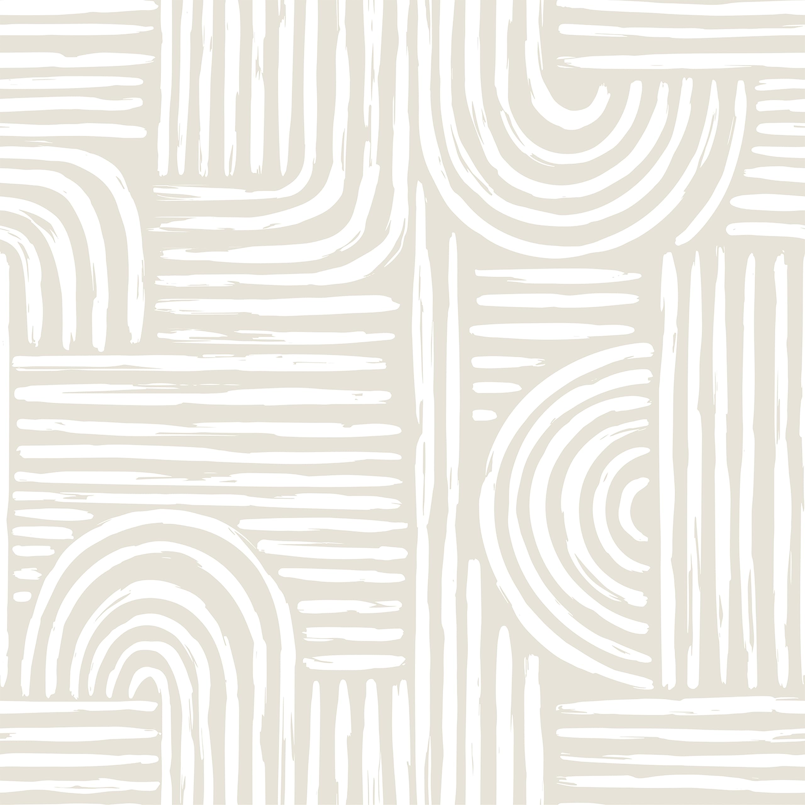 Decotalk Carta da Parati Camera da Letto Beige Mid Century Modern 44.5X900cm Carta da Parati Geometrica Boho Modello ad Arco Peel and Stick Wallpaper per Soggiorno Bagno Scala Sala da Pranzo Corridoio