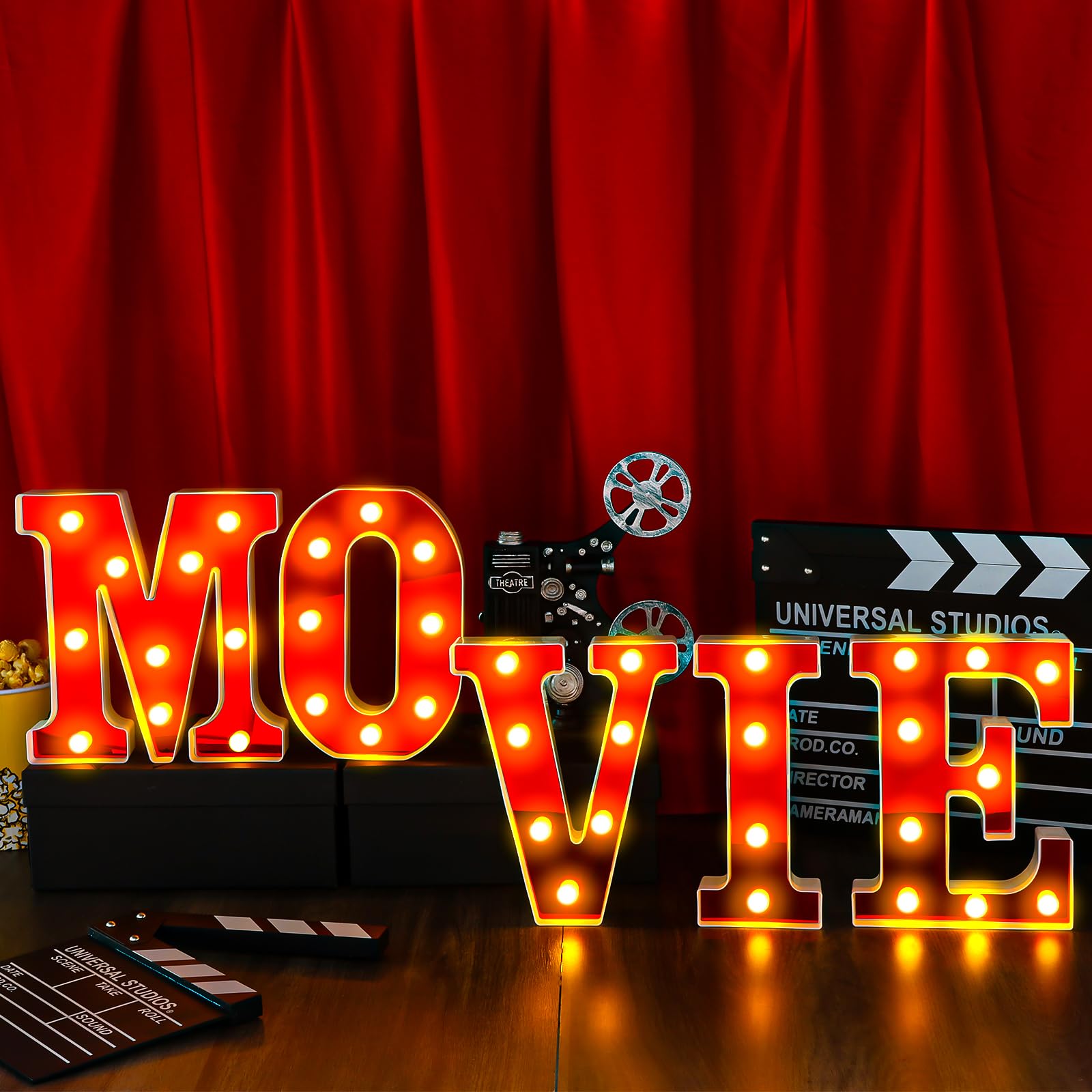 Photo 1 of **FOR PARTS/ NON-FUNCTIONAL** Yoiemivy LED Marquee Letters Light, Party Decoration Sign Silver Glitter Alphabet Shiny Light Up Alphabet Marquee Letter Sign for Bar Holiday Christmas New Year Wedding Party (Movie)