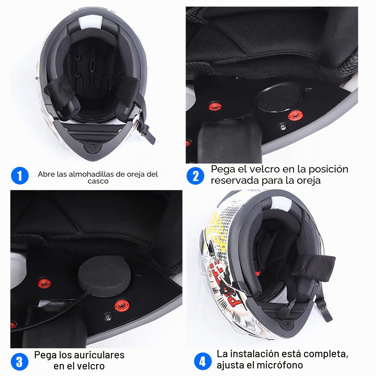 EJEAS E1+ Auriculares Bluetooth 5.1 para Casco de Motocicleta, con Función de Reducción de Ruido CVC y Efectos de Sonido 3D, Altavoz con Casco de Motocicleta Puede Conectar 2 Teléfonos Móviles