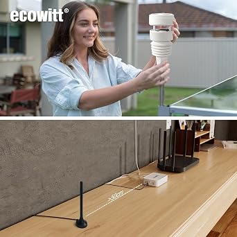 Ecowitt GW3011 Weather Station, Includes GW3010 Gateway and WS90 Solar Powered Anti-Vibration Haptic Rainfall Sensor Array, IoT Wi-Fi Hub with SD Card Data Storage, Includes Bird Spikes