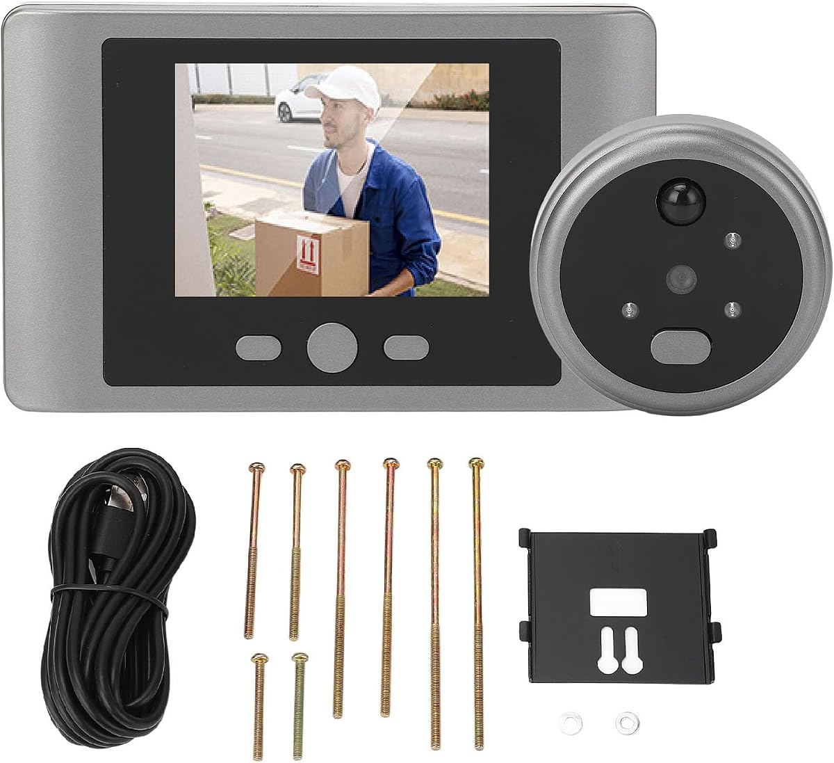 Digital Peephole Camera - Rechargeable 2000mAh Battery, 128GB Memory Card Support, PIR Motion Detection, Night Vision, and 2.8 Inch Color Display for Security Monitoring