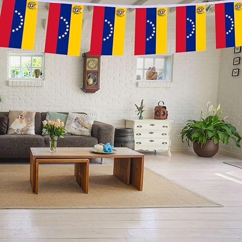 Miniatura 4 de MacLand 30 tiras de bandera nacional de Venezuela, 33 pies decoración venezolana, pancarta decorativa para decoración de patio interior al aire libre