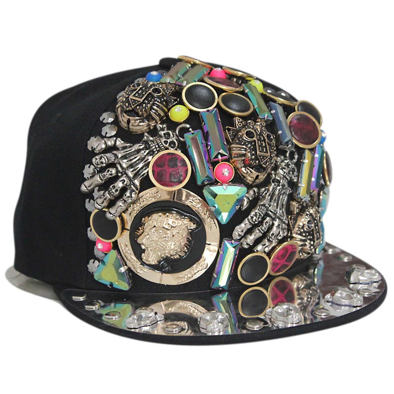Gorra de Béisbol Gorra de béisbol con Remaches Punk for Coser Hip Hop Visera Plana para Deportes de Golf