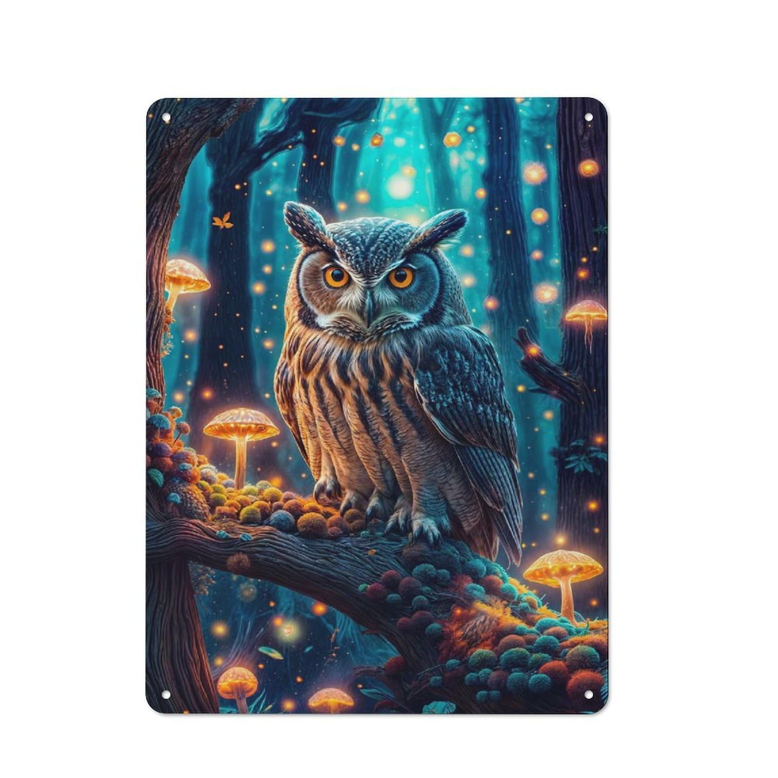 Junmoney Mystical Owl Tin Sign 40X30cm For Living Room Wall, Retro Wall Decor, A Decorative Metal Sign For Living Rooms And Feature Walls