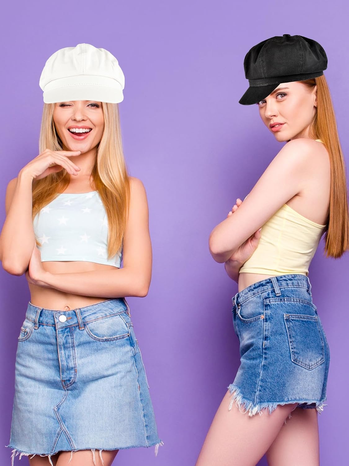 2 Pcs Cotton Newsboy Cap Newsboy Hats Baker Boy Hats Adjustable Cabbie Cap for Women - Image 6