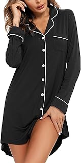 Leikar Maternity Nightgown For Women Nursing Pajamas Long Sleeve Sleepshirt