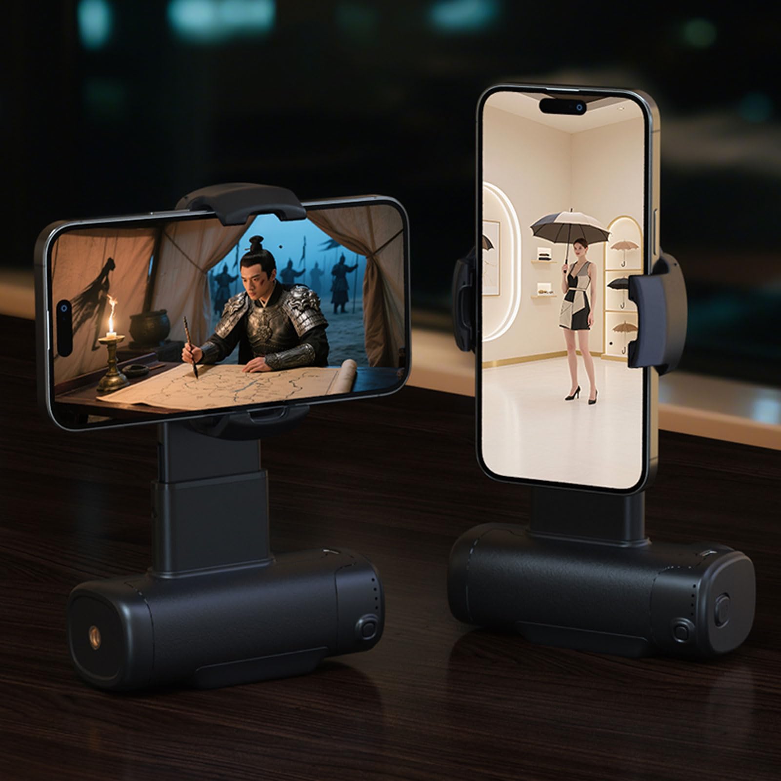 Stabilizzatore Manuale per Smartphone a Singolo Asse, Rotazione a | Impugnatura ergonomica, Altezza regolabile, Opzioni di illuminazione creativa, Compatibile con tutti gli smartphone,