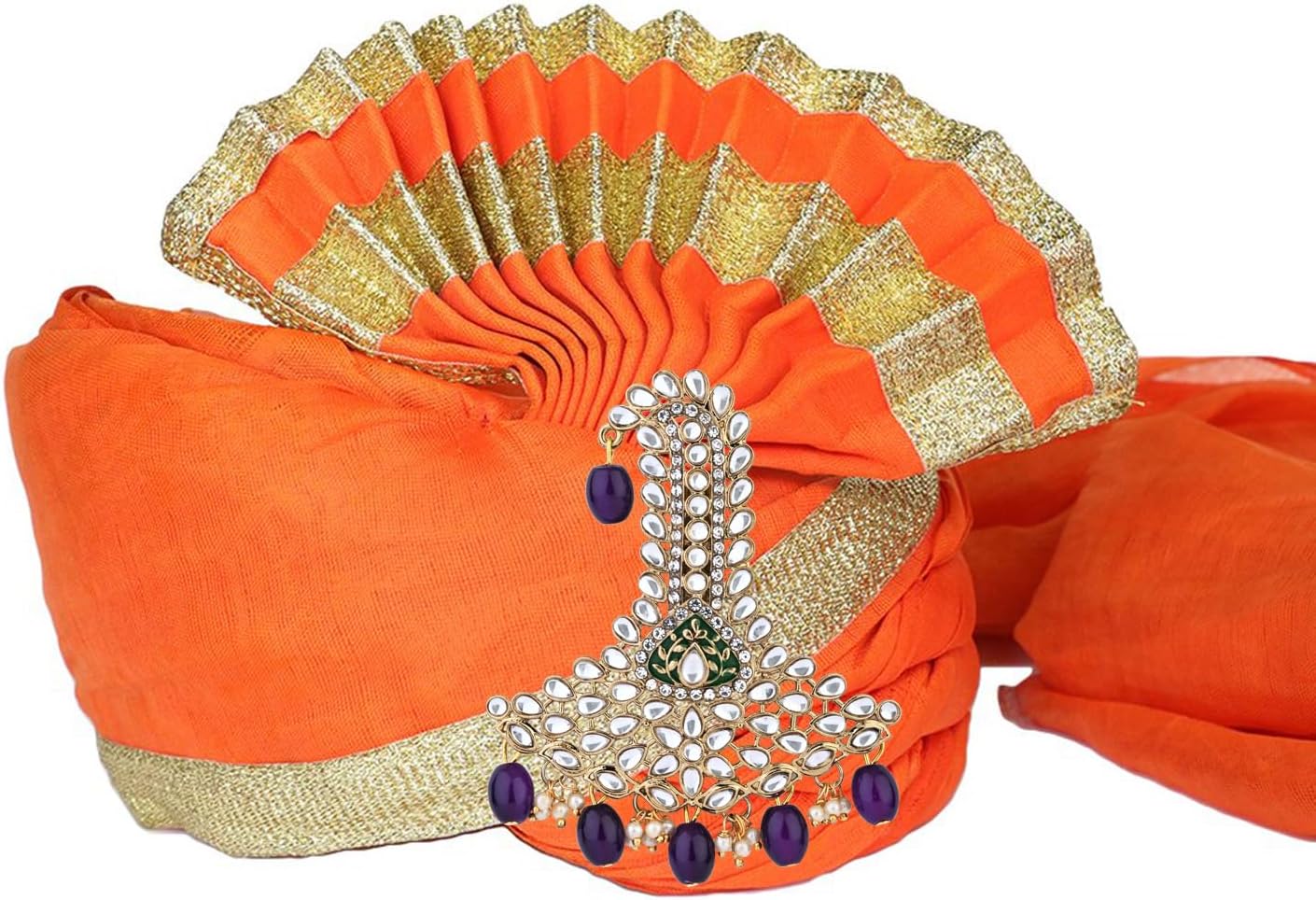 I Jewels Gold Plated Indian Wedding Bollywood Stone Pearl Work Safa Kalangi Brooch for Groom/Men/Dulha Pagadi