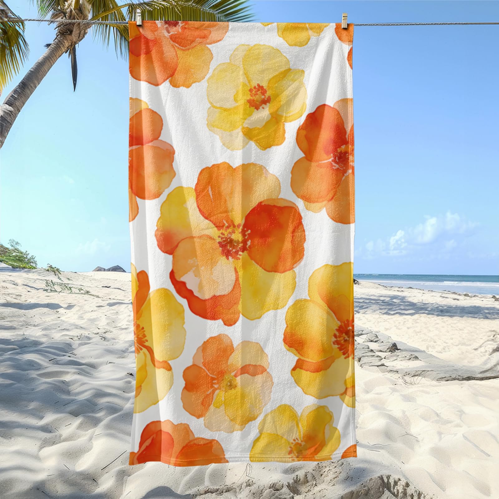 Fouta PlagePlage De La Mer Bleue Modèle Surdimensionné avec Diverses Tailles, Respirante et Portable, Parfaite pour Voyages Sorties Piscine et Usage Extérieur Quotidien 90x160 cm