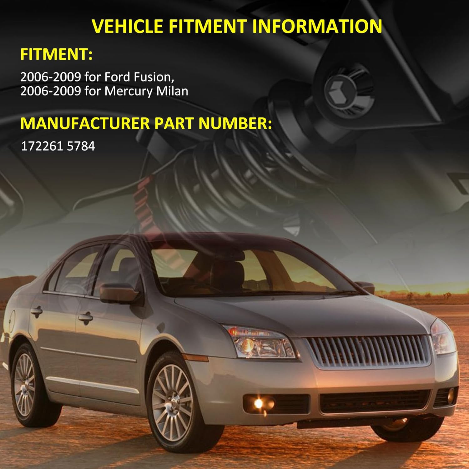 Front Complete Struts With Coil Spring Assembly And Rear Shock Absorbers fit for 2006-2009 for Ford Fusion 2006-2009 for Mercury Milan Shocks And Struts Replace 172261 5784 2PCS