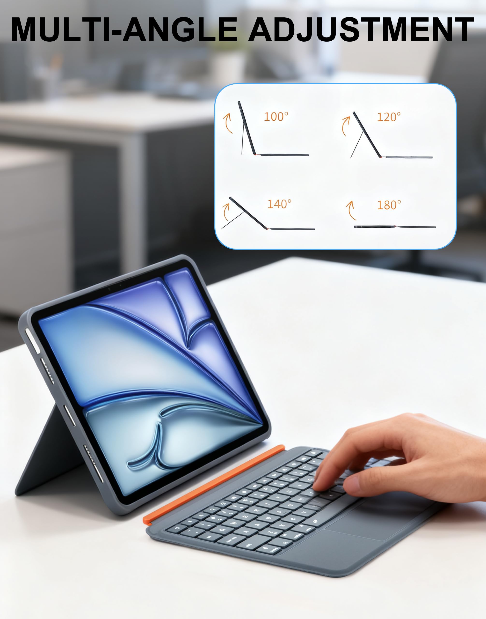 iPad Keyboard Case A16 11 Inch 11th /10th Gen, Magnetic Detachable 7-Color Backlit Keyboard with Large Touchpad, Includes iPad Pencil, for iPad Pro 11 Inch (M4/M2)