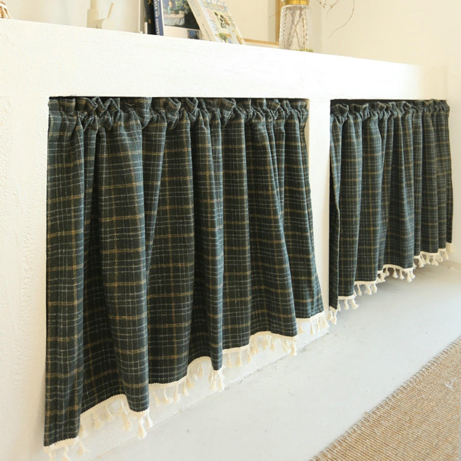 Rideau placard chambre occultant à pompons pour une ambiance cosy