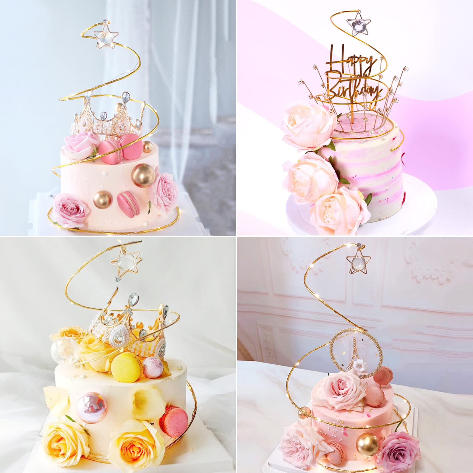 10 Inserti Per Torta Happy Birthday Dorati – Decorazioni In Acrilico Per Cupcake, Forme Quadrate, R Tonde E Cuori, 9,8-12,4 Cm