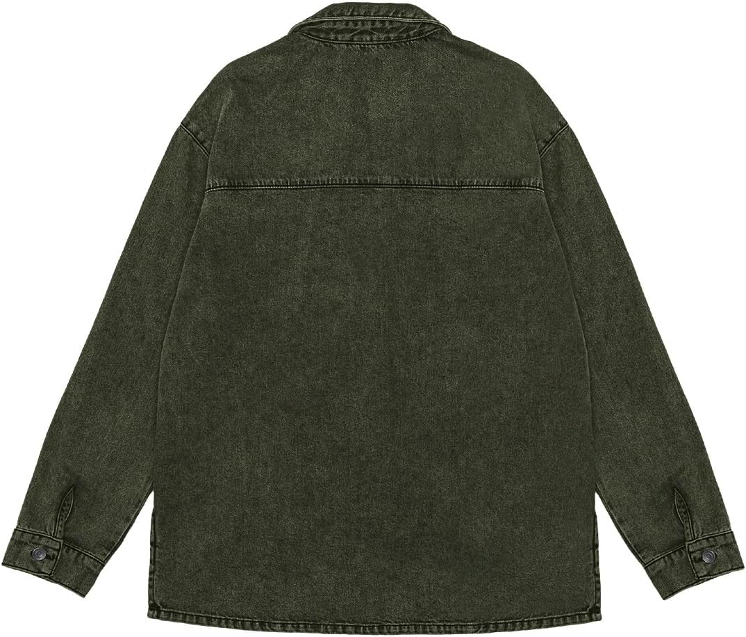 PLNOTME Womens Oversized Jean Jacket Casual Button Up Denim Overshirt Trendy Long Sleeve Denim Jacket Coat - Image 6