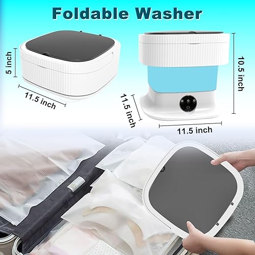 Miniatura 5 de Lavadora portátil, mini lavadora de 15 litros de alta capacidad con 3 modos de limpieza profunda, mini portátil plegable para ropa de bebé, ropa