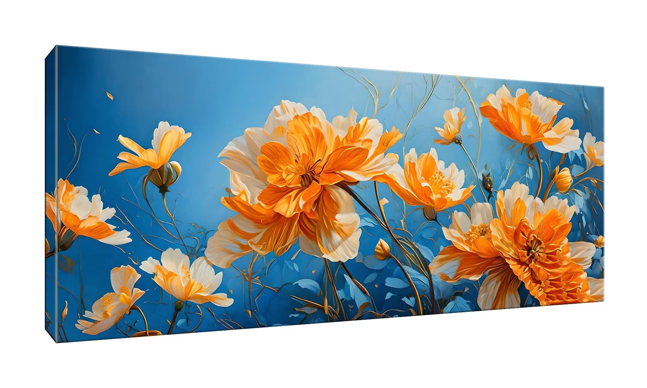 5D DIY Diamond Painting Kit Completo, Fiori Arancio Diamantini Strass Ricamo a Punto per Adulti Bambini Decorazione Casa, Kit per Pittura Diamante Mosaico Fai Da Te, per Decorazioni Casa 50x100cm S190