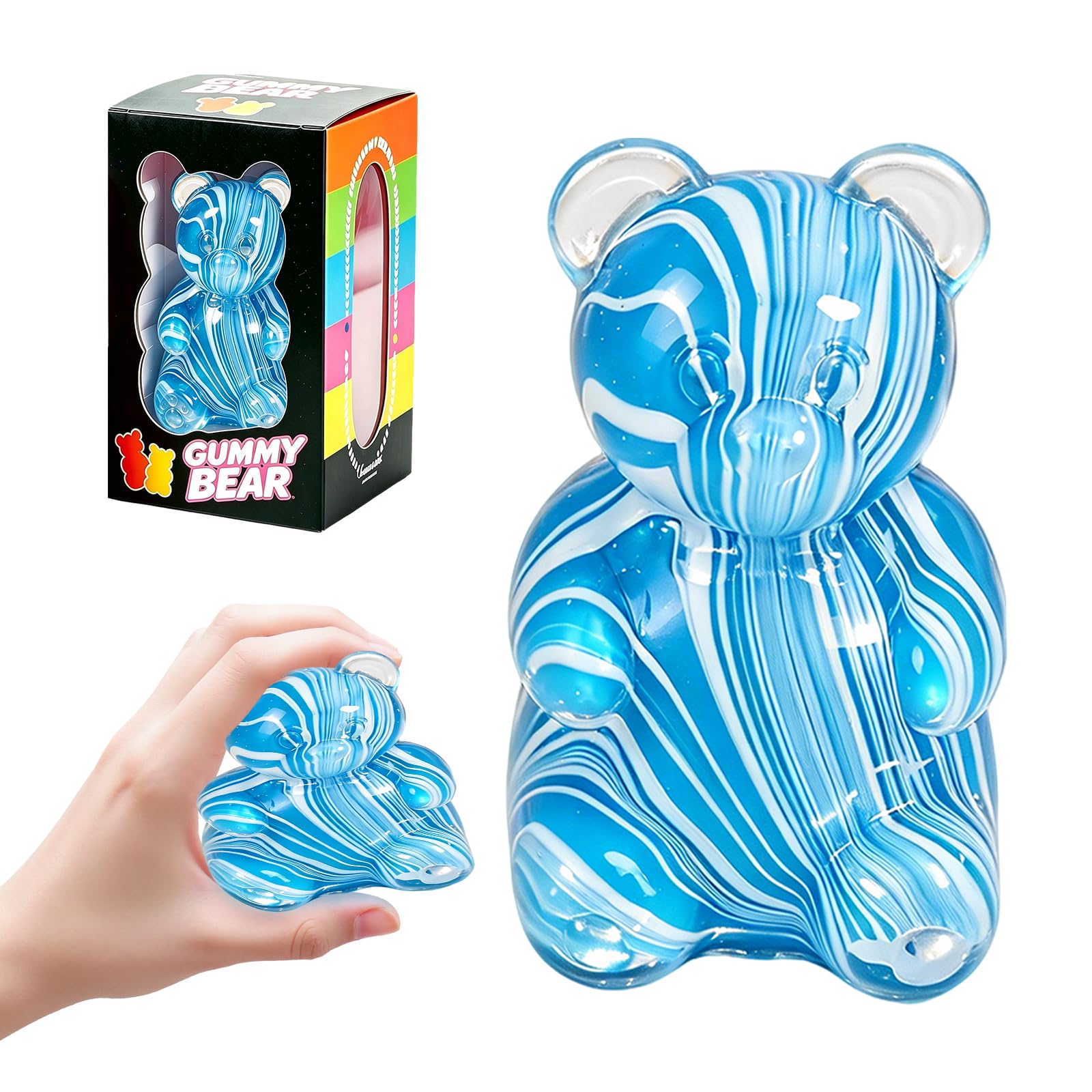 Viilich Gummy Bear Squishy Fidget Toy, Soft TPR Stress Relief Squeeze Toy