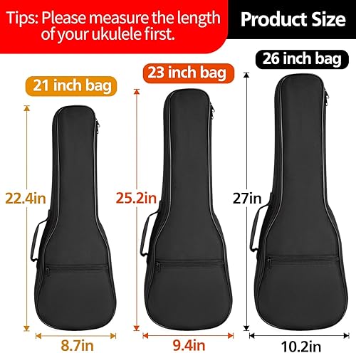 Miniatura 2 de Funda acolchada para ukelele de 23 pulgadas, impermeable, duradera, con correas ajustables para concierto