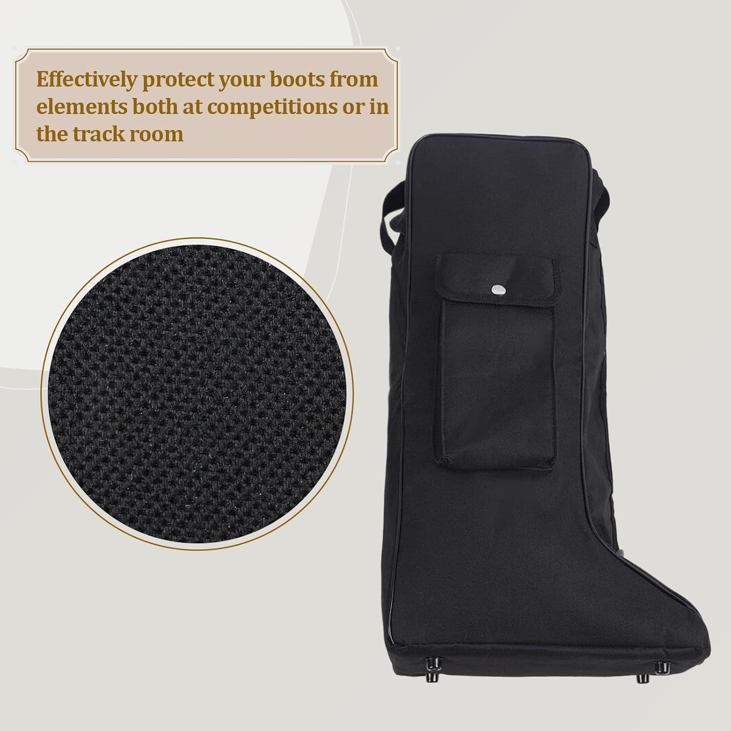 Portable Dust Proof Boot Storage Bags, Horse Riding Tall Boot Bag, Waterproof Equestrian Equipment Organizer, Oxford Cloth and Leather Knight Boot Carry Bag