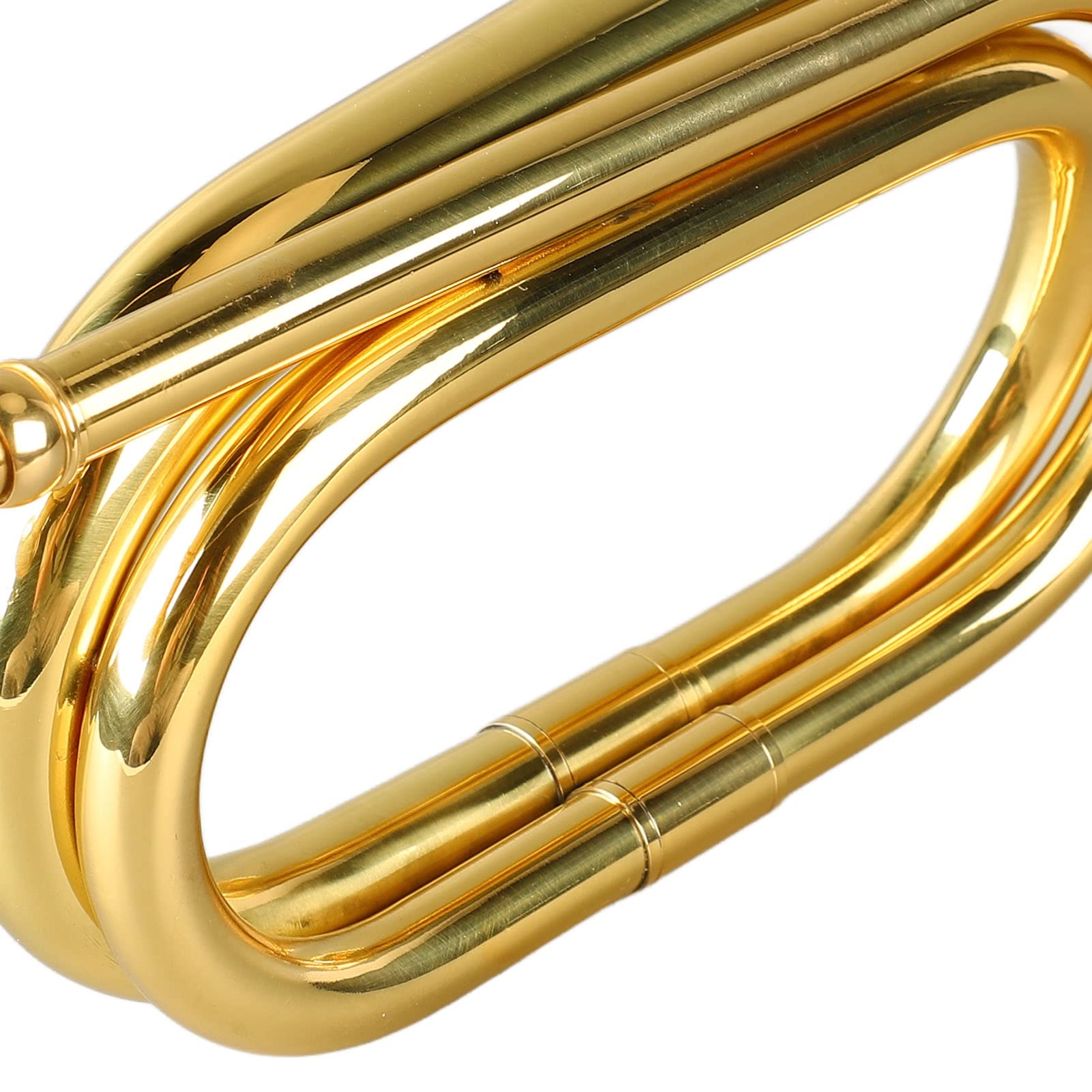 Trompette de Cavalerie Clairon en Laiton - Instrument de Style Militaire Facile à Jouer Avec Embout, Soufflant en Cuivre (Or)