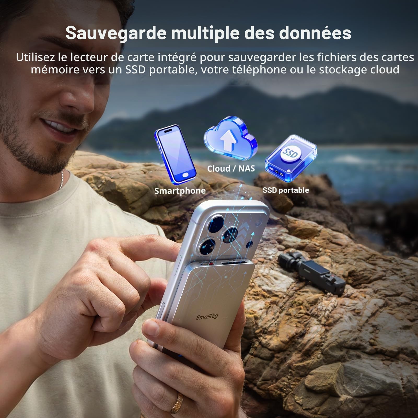 SMALLRIG SSD Portable 1 to, Jusqu'à 1000 Mo/s, USB-C, USB 3.2 Gen 2, Alu