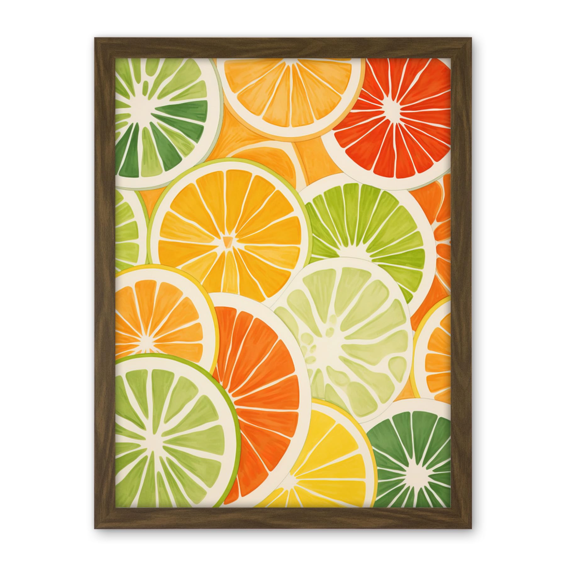 Artery8 Slices of Limes Oranges and Grapefruit Bright Watercolour Painting Kitchen Artwork Framed Wall Art Print 18X24 Inch