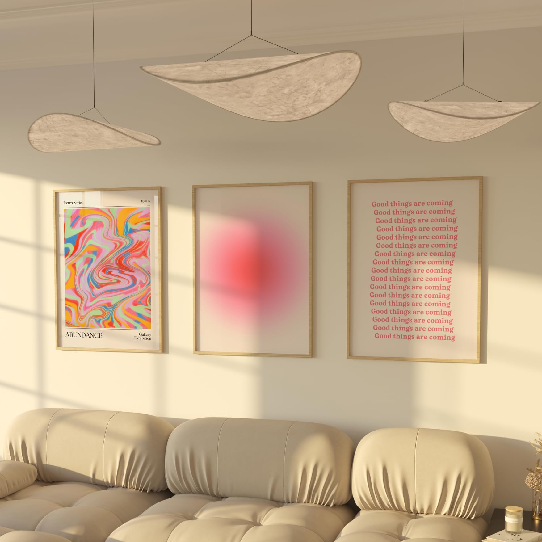 ZoeyAustin® Poster Set – 3x Wandbilder 50x70 | Bilder, Poster & Kunstdrucke für Wanddeko Wohnzimmer & Schlafzimmer | Ästhetische Kunst ohne Rahmen (Aura Pink, 50x70 cm)