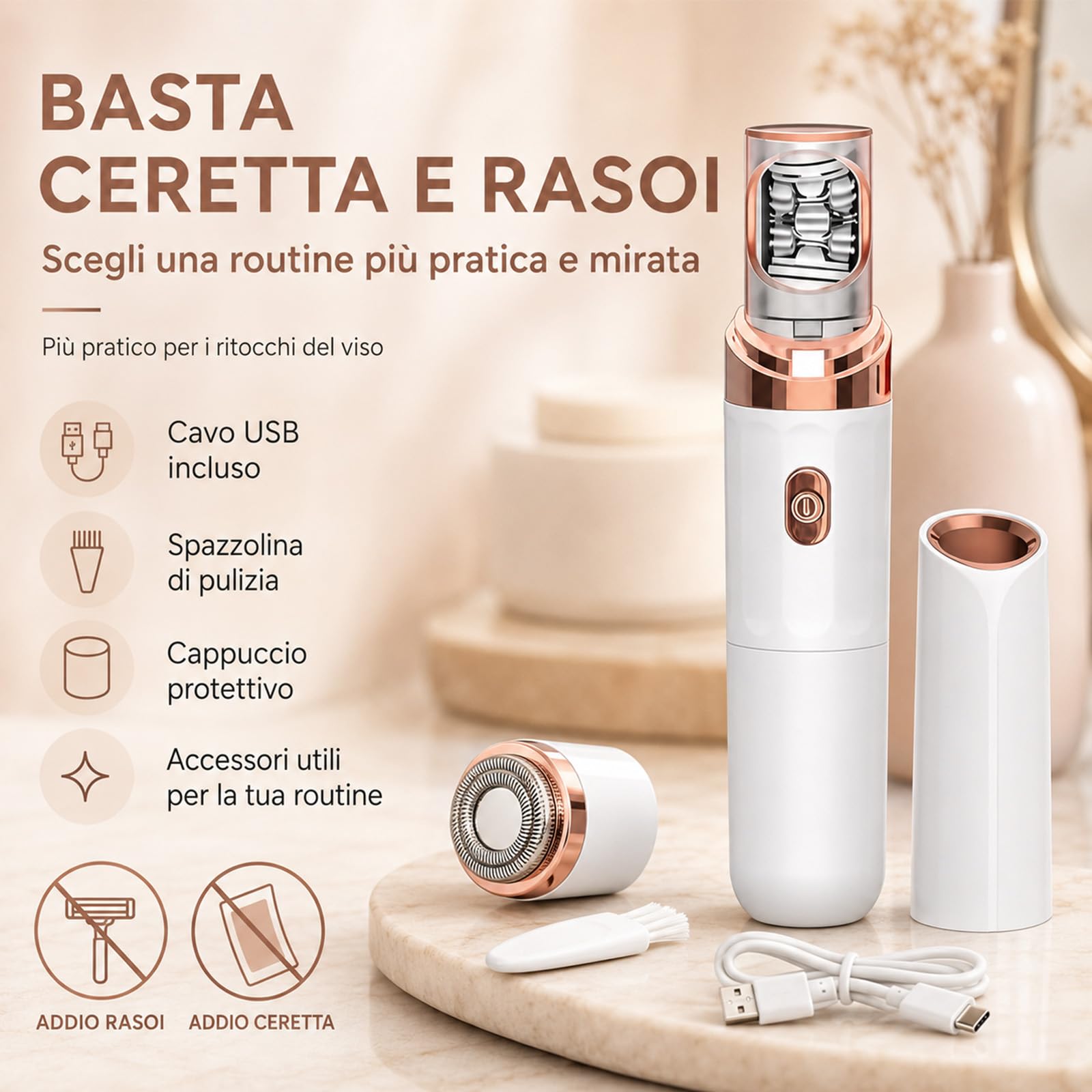 Prosilk 3.0 Epilatore Viso per Donna, Dispositivo per Rimuovere i Peli del Viso con Luce, 999900 Flash, 5 Livelli Regolabili, per Baffi, Mento e Guance – Uso Domestico (Bianco)