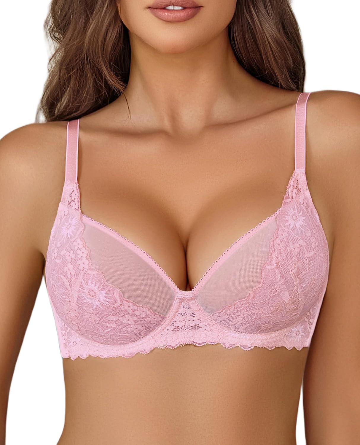Avidlove Women Lace Bra Underwire Sexy Bralettes Unlined Mesh Full Coverage Lingerie Everyday Bras