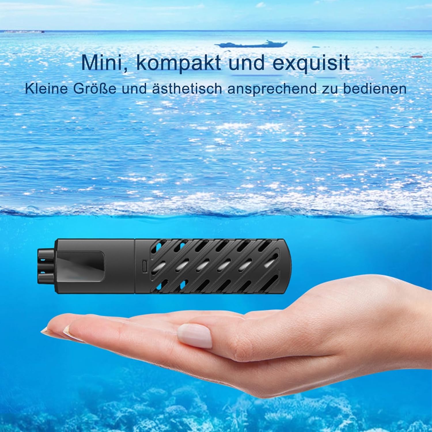 GERUI Mini ogrzewanie do akwarium 50 W, 30 l, 100-240 V, 50/60 Hz, zakres kontroli temperatury: 20 ℃ -34 ℃, do akwarium i akwarium, PTC, automatyczna, stała izolacja cieplna, cienka (50 W)