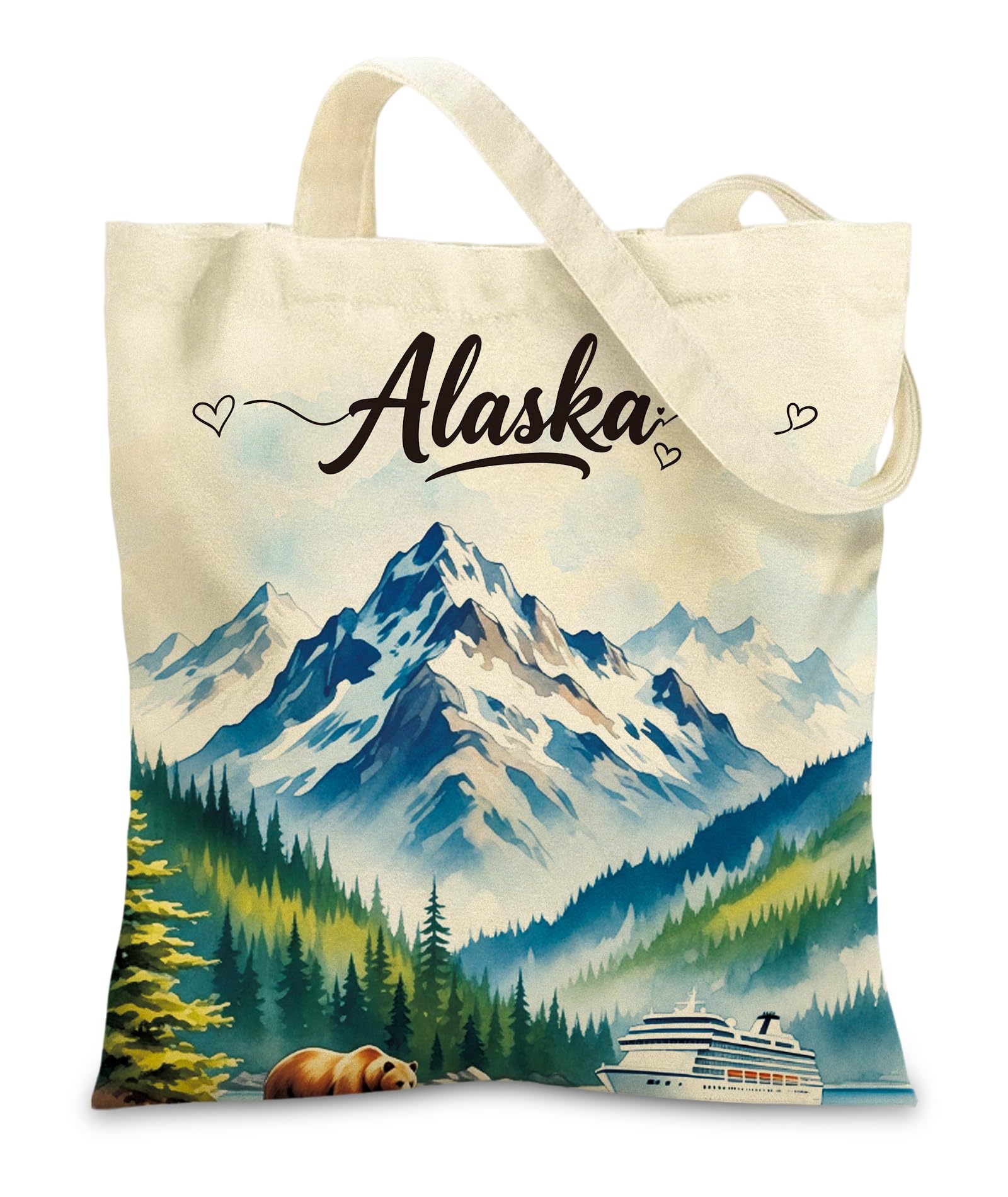 Alask Canvas Tote Bag for Women - Girls Reusable Shopping Gym Totes