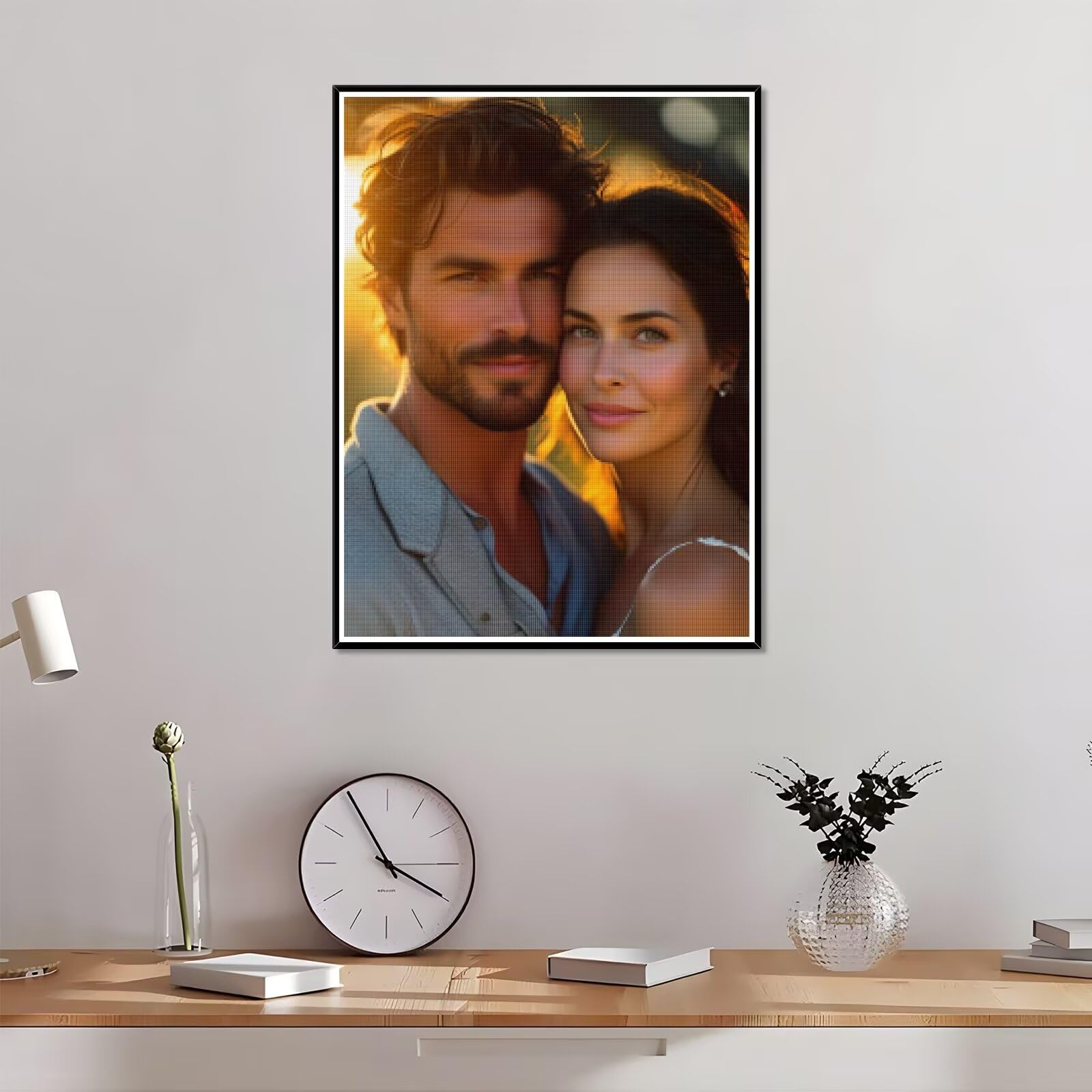 Diamond Painting Personalizzato, 5D DIY Diamond Painting Kit Completo Personalizzato, Kit per Pittura Diamante Personalizzati Con Foto, Mosaico Personalizzata Regalo per Arte Domestica 60x60cm L-275