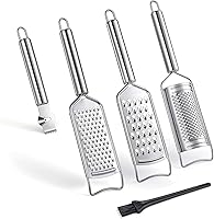 Tongjude 5-Piece Stainless Steel Cheese Grater Set with Zester, Slicer, Peeler & Brush - Multi-Use for Cheese, Veggies, Fruits, Chocolate
