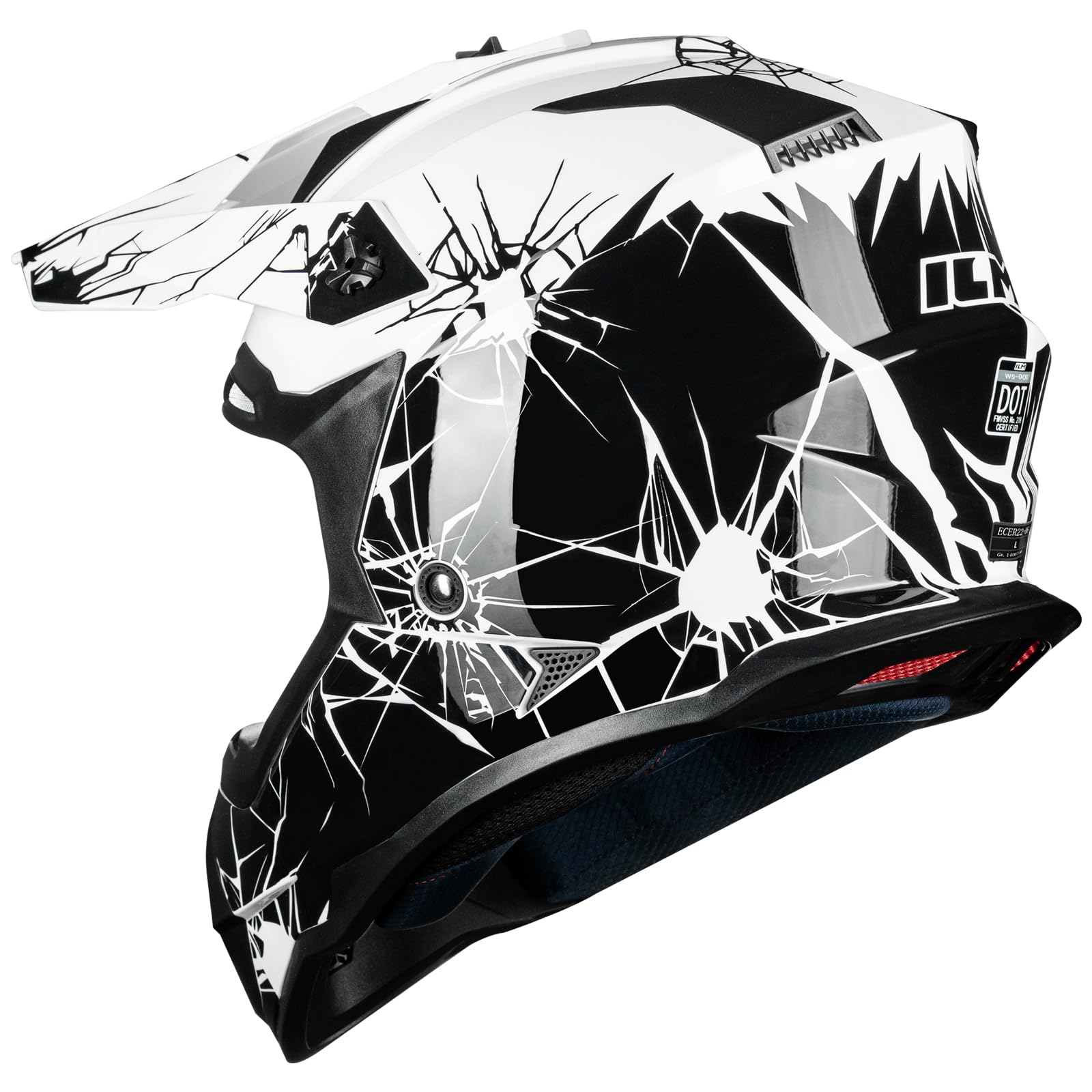 ILM Adulte Casque Moto Homme Femme Motocross Full Face Cycliste Dirt Bike ATV Off Road Go Kart avec Lunettes Gants Masque Homologué ECE22.06 Dot Modèle WS-901