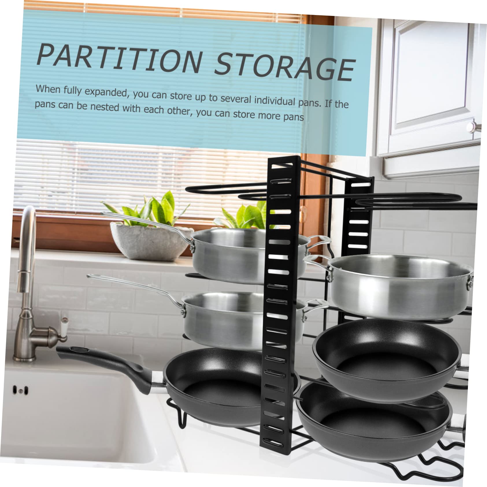 Cabilock Soporte para Tapas de Ollas y Sartenes de Hierro Negro Plegable | Montaje en Pared, Uso sobre Encimera, Ahorro de Espacio y Antideslizante, para Almacenamiento Doméstico de Cocina